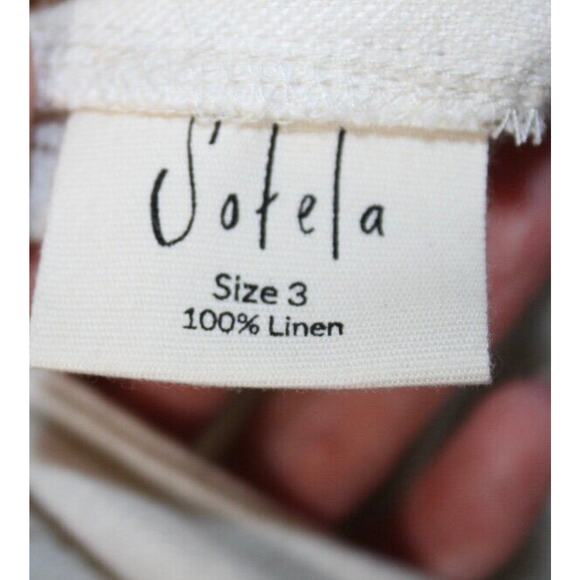 SOTELA Sz 3 L Large Flor Stripe Linen Jumpsuit Crop Wide Leg Belt - Picture 3 of 10